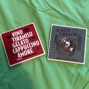 Disney Italy Epcot Coaster Set - Red and Green